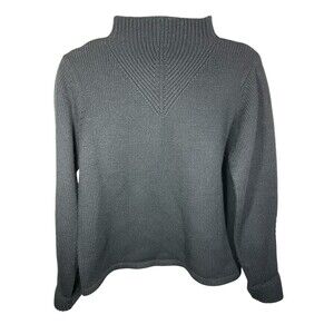 Jillian Jones Womens PL Black Textured Sweater‎  100% Wool Mock Neck